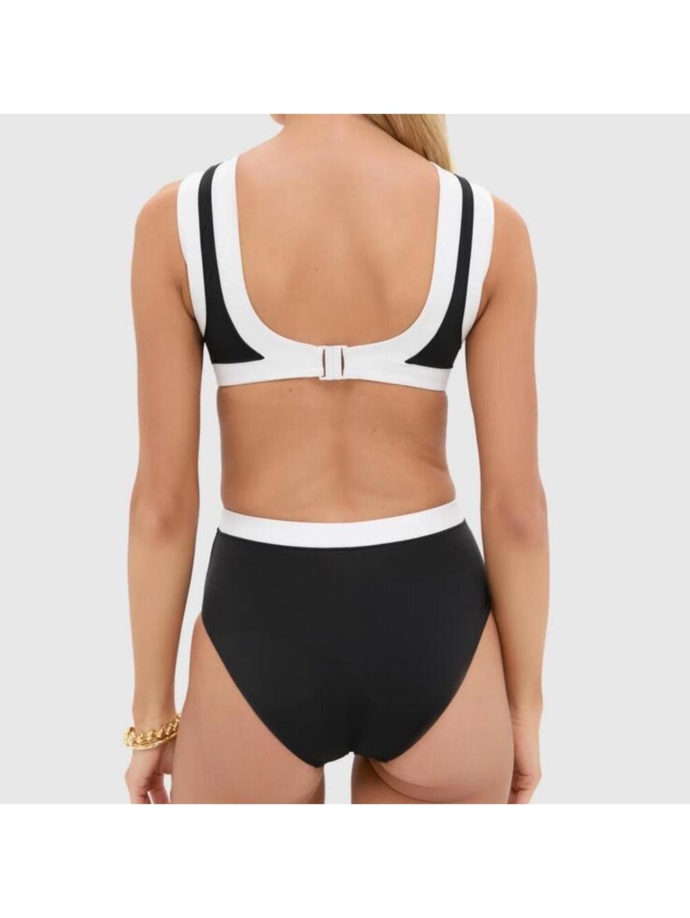 STAUD Dolce One Piece Swimsuit with Cutouts in Black/White Women’s XS - Picture 12 of 15
